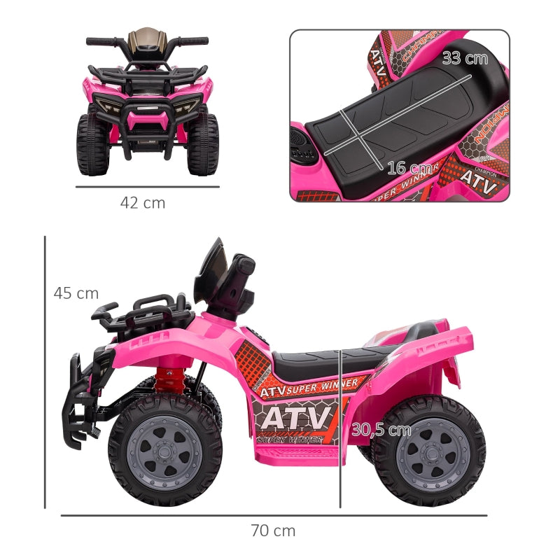 Kids Quad Electric 6V, Forward Function, Music, Pink