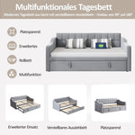 Upholstered Bed Sofa, 2-in-1 Multifunctional with Socket & Storage Bag, Light Grey Velvet