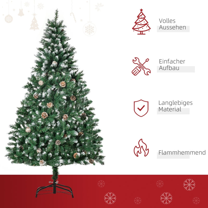Artificial Christmas Tree 180cm Pine, Cones & Snow, Green