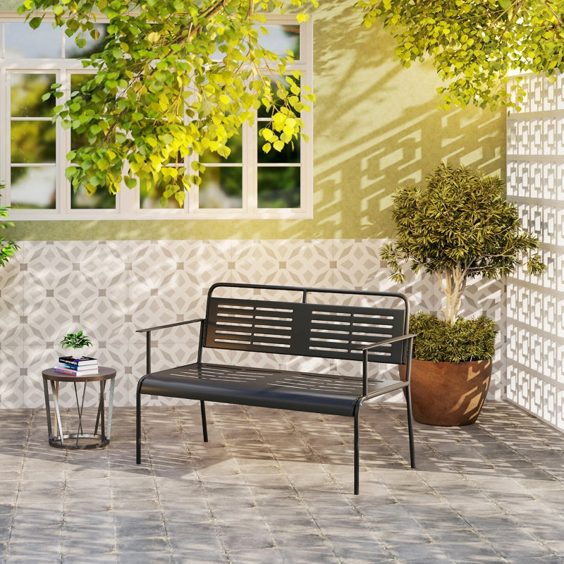 2-Seater Garden Bench, Water-Repellent, 240kg Load, Black