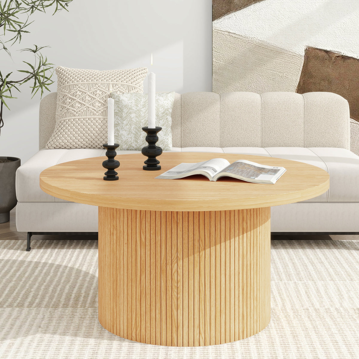 Solid Wood Round Coffee Table