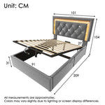 Upholstered Single Bed 90x200cm Hydraulic Storage LED USB Velvet Grey