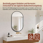 Bathroom Mirror 50x80cm HD Wall Mounted Black Aluminum Frame
