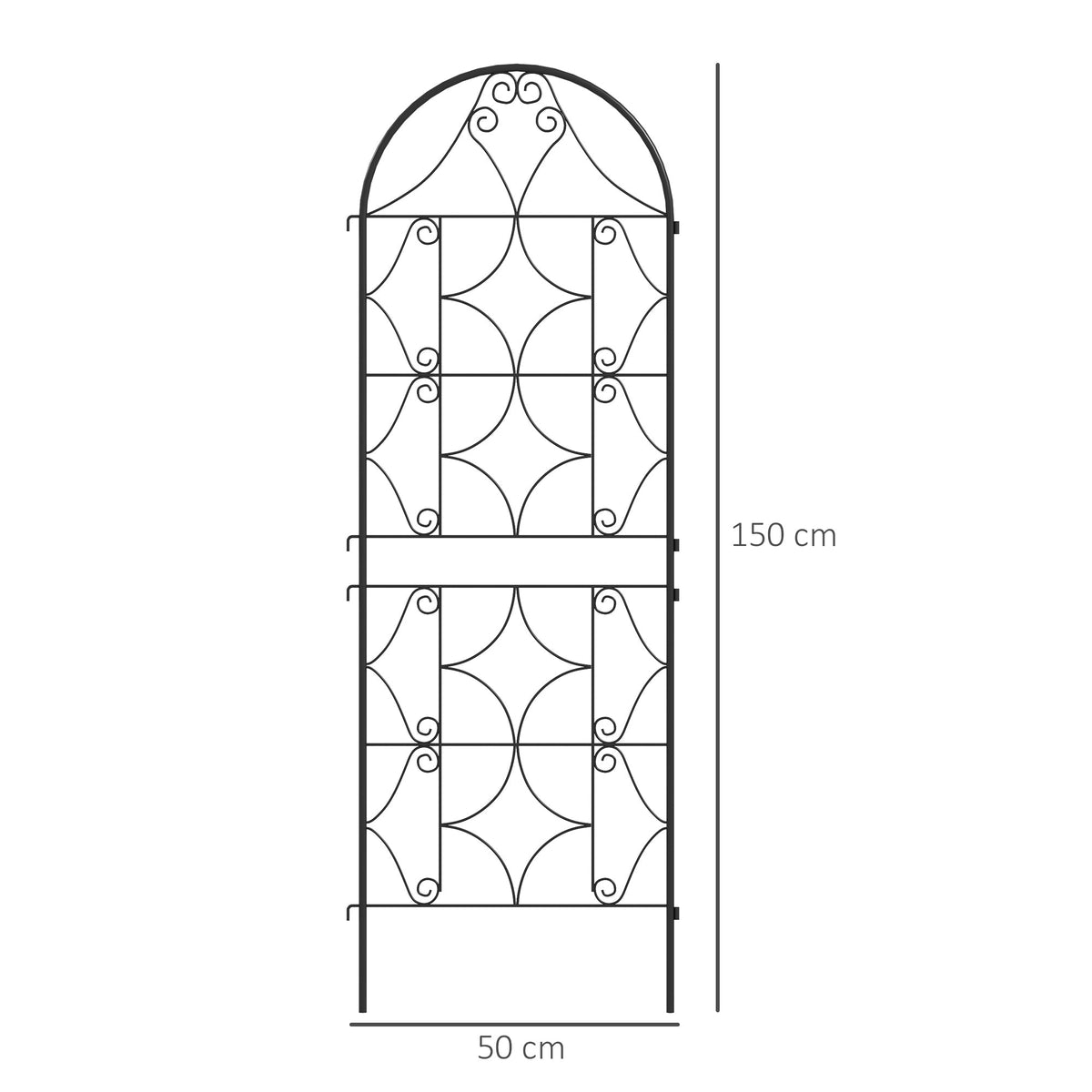 Metal Trellis 2-Piece Set, Rustproof 50x150cm Climbing Aid, Black