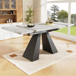 Telescopic Dining Table Extendable 99-159cm Pedestal Legs - Grey