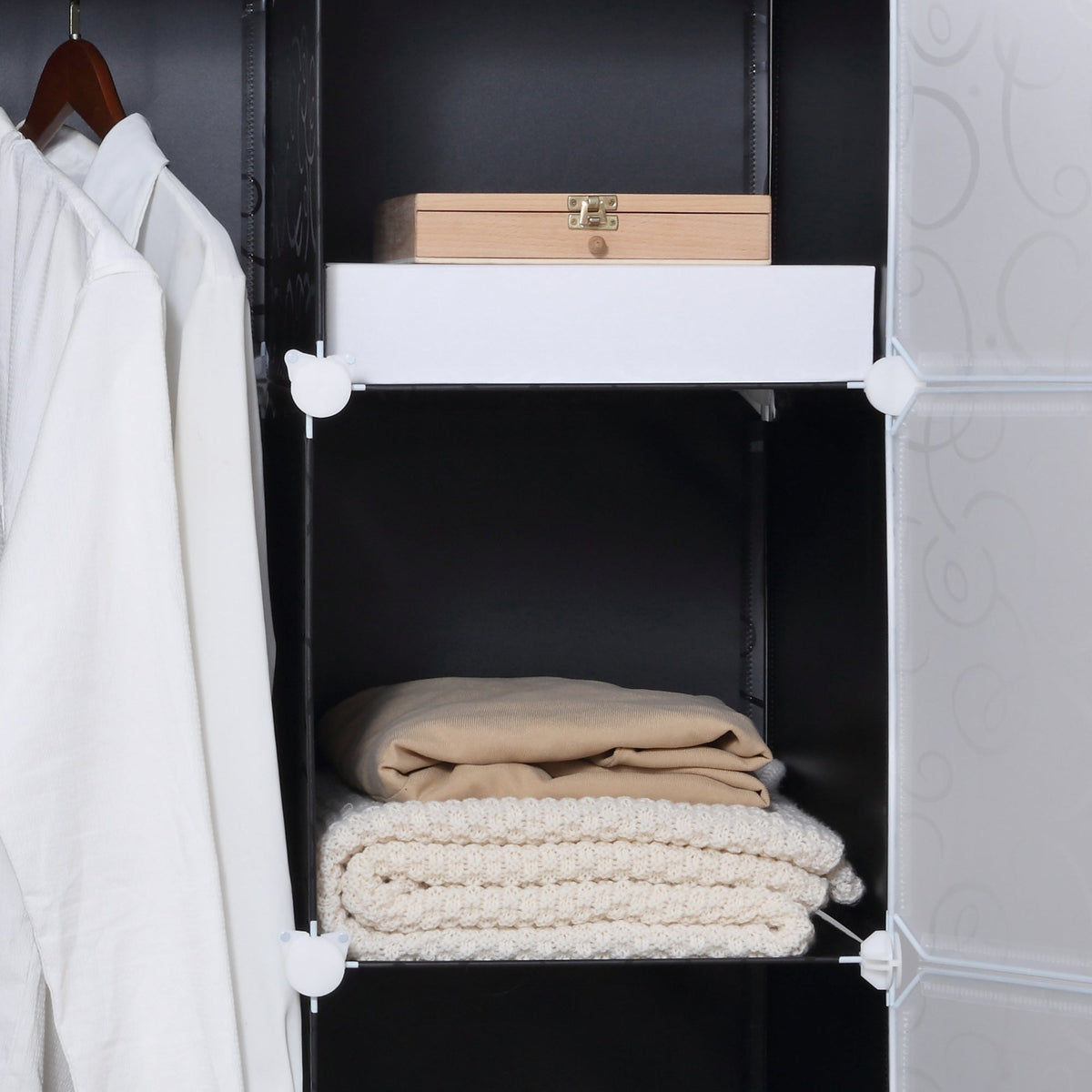 DIY Wardrobe Shelving System, 2 Large & 9 Small Cubes, Black