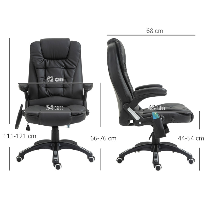 Office Chair, High Back Massage Swivel, Faux Leather Black