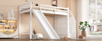 Children's Bunk Bed 90x200cm with Slide & Storage Ladder, White