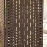 Room Divider, 3-Panel Folding, Weave Pattern, Pinewood, Brown