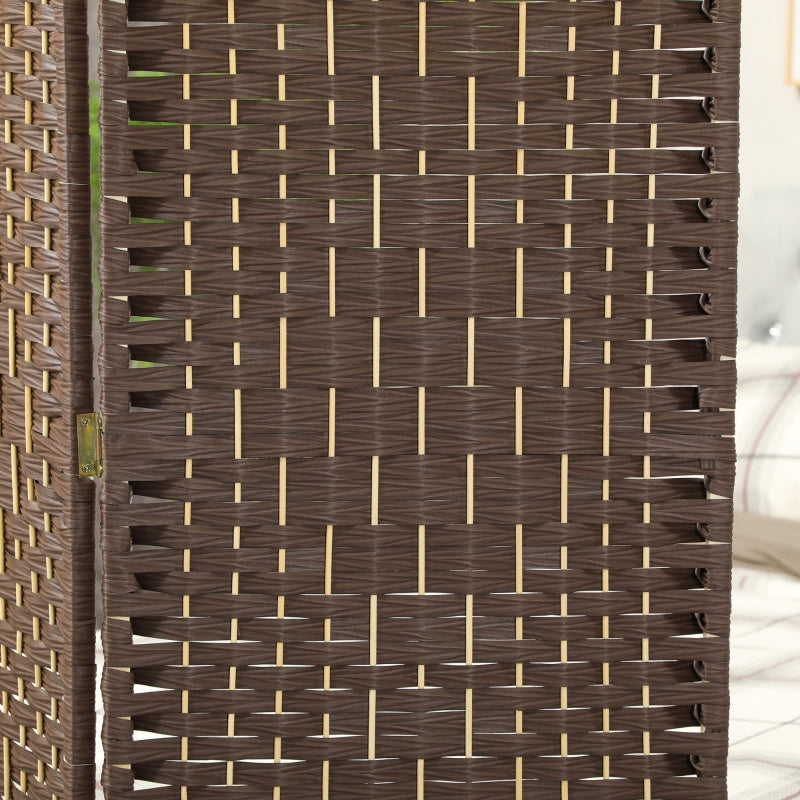 Room Divider, 3-Panel Folding, Weave Pattern, Pinewood, Brown