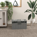 Dog Bowls, Elevated Feeding Station with 2 Stainless Steel Bowls, Gray