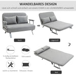 Sleeper Sofa Two-Seater Adjustable Bed Function Cushions, Light Grey
