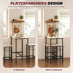 Bar Table Set, Dining with 2 Chairs, Non-Slip, Natural Wood