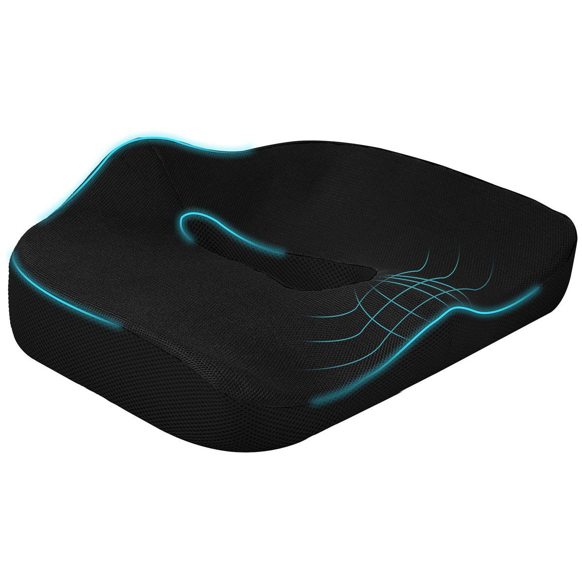 Orthopedic Seat Cushion, Memory Foam Coccyx Sciatica Back Pain Relief, Black