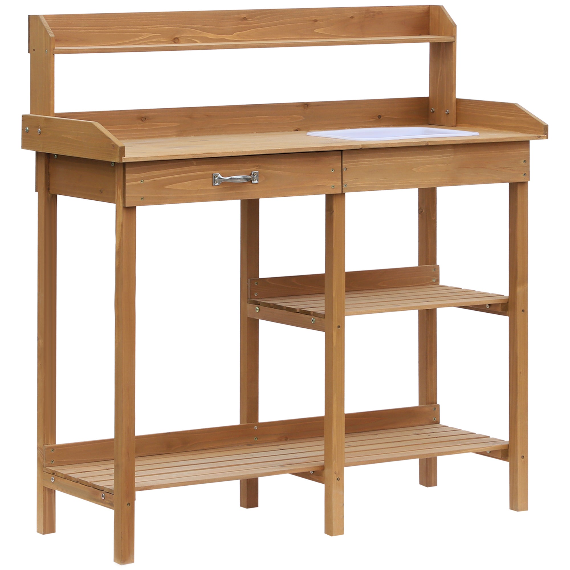 Planting Table with Tub for Gardening & Plant Care, Fir Wood