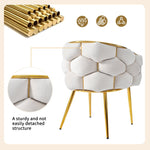 Dining Set 140x80cm Table 6 Chairs Marble Pattern - Gold Legs