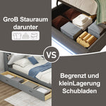 Upholstered Bed 90x200cm Hydraulic Storage with LED & USB/Type-C Ports Grey
