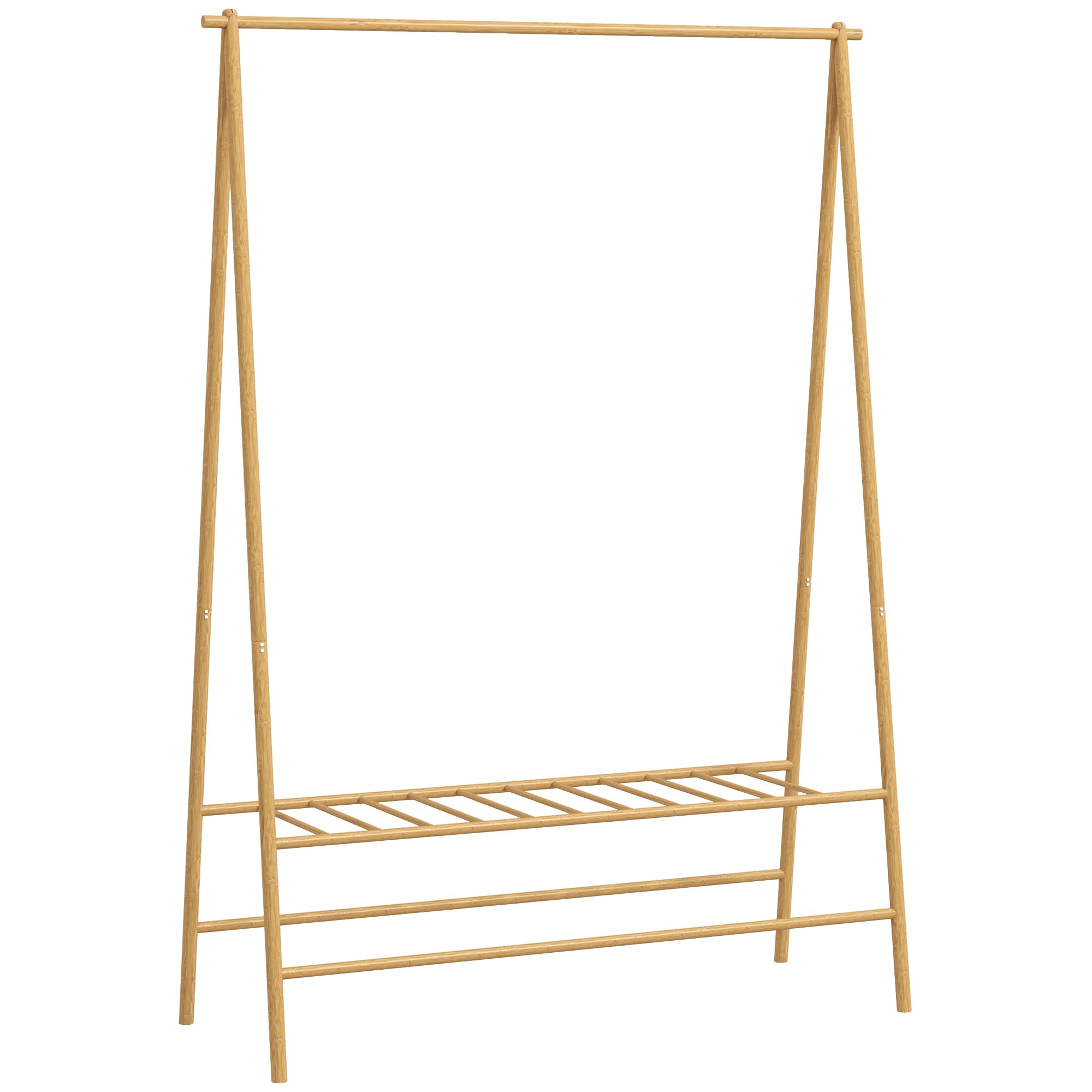 Bamboo Coat Rack, Clothes Rack with Shelves & Hooks, Natural Wood