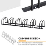 Bicycle Rack Upright Stand Weatherproof Up to 6 Bicycles, Steel Black