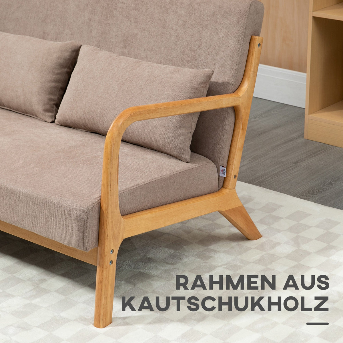 2-Seater Sofa Loveseat, Cushions, Velvet Look, Light Grey