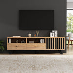 TV Cabinet 150cm with 2 Drawers, Lowboard for 60-inch TV, Wood Color