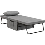 4-in-1 Folding Bed Guest Bed Armchair Ottoman, 5-Level Adjustable, Steel Frame