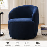 Swivel Accent Chair, Teddy Fabric Barrel Chair, Blue