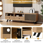 TV Cabinet 150cm with 2 Drawers, Lowboard for 60-inch TV, Wood Color