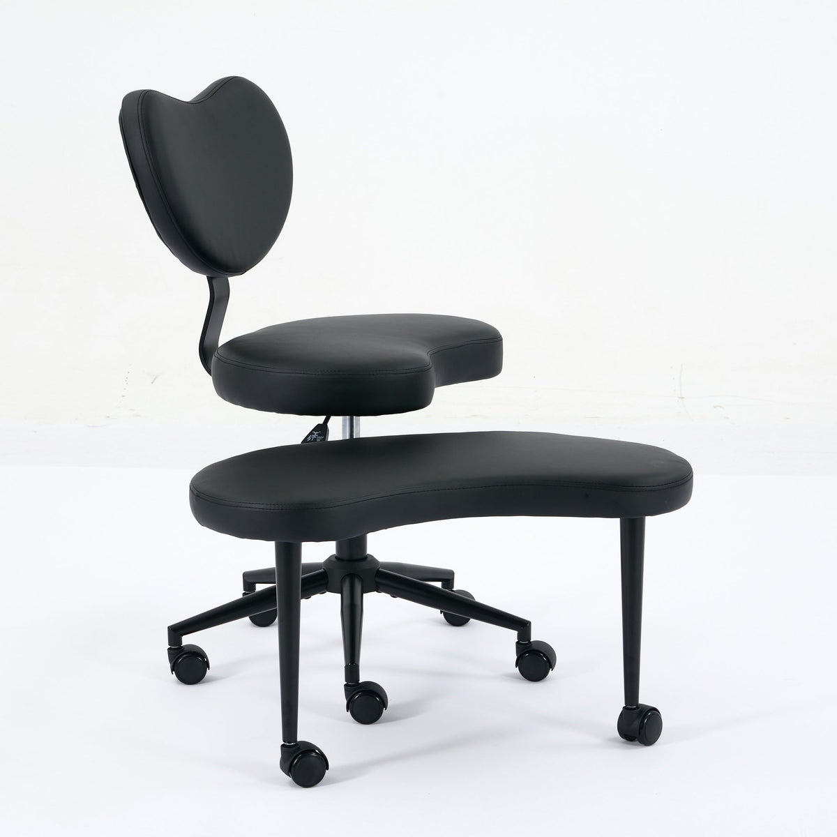 Meditation Chair Plus, Cross Legged Desk Chair with Wheels and Lumbar Support, Black PU