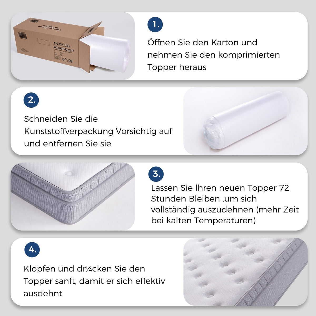 7-Zone Pocket Spring Mattress, 120x200 H3 Ergonomic with Comfort Foam, White