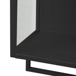 Wall Cabinet 60CM Glass Doors, Two-tier Storage, Open Shelf, Towel Rack, Black