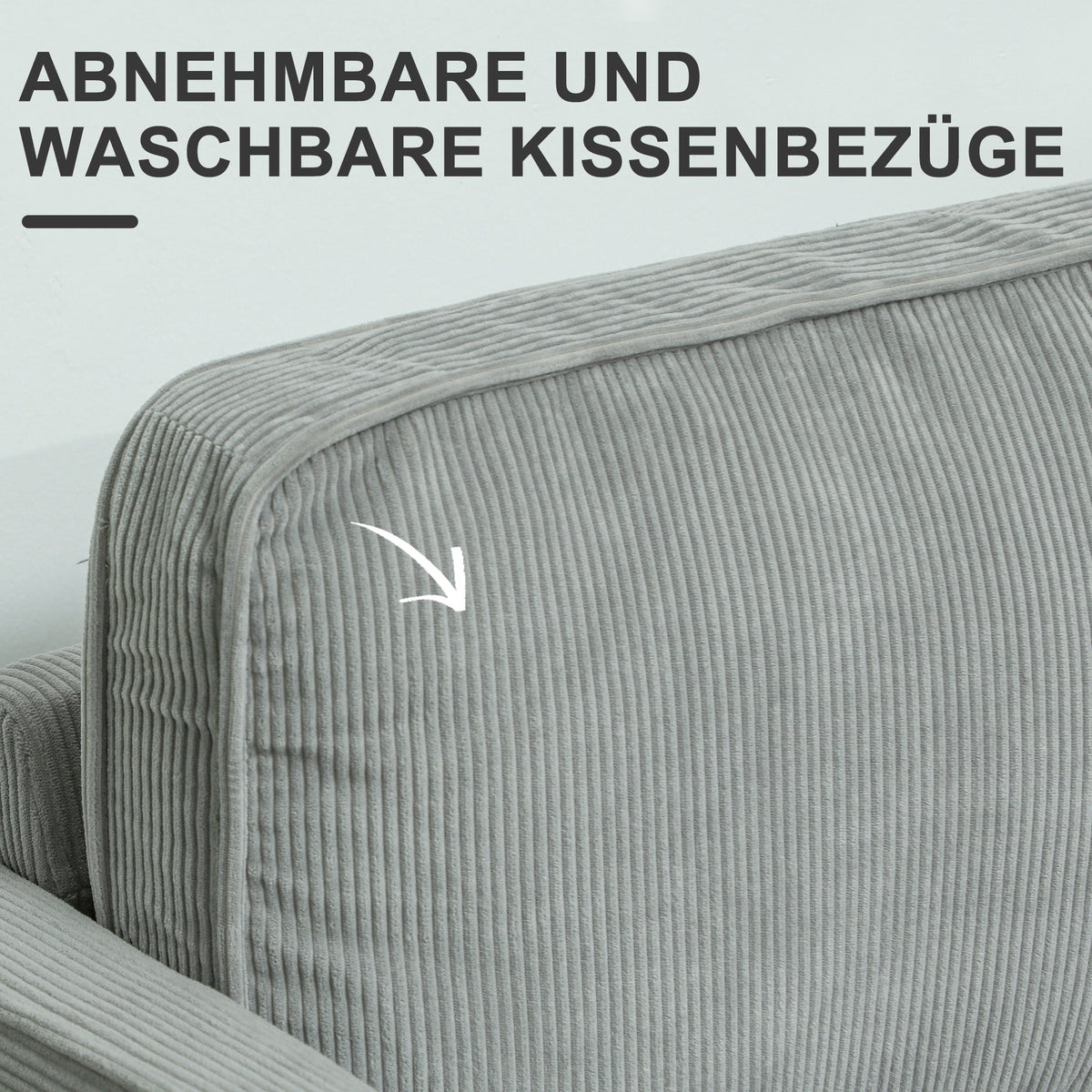 2-Seater Sofa, Small with Armrests Storage Corduroy Light Gray