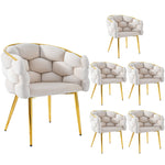 Luxurious Velvet Chairs Set of 6 Modern Gold Legs - Beige