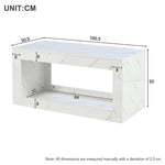 LED Coffee Table High-Gloss Remote Control Marble Print - White