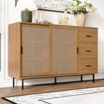 Country-style sideboard with two sliding doors and three drawers, adjustable shelves, in wood.