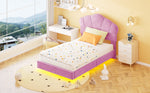 Upholstered Bed 90x200cm, Cloud Headboard & LED, Pink Velvet
