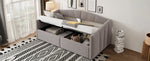 Upholstered Sofa Bed 90x200cm Hydraulic Storage Multifunctional Striped with Armrests Velvet Light Grey