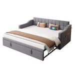 Upholstered Bed Sofa, 2-in-1 Multifunctional with Socket & Storage, Gray Velvet