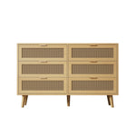 Chest of drawers with 6 drawers, metal handles, wood