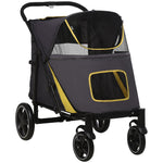Dog Stroller, Foldable with Cushion, Mesh Window, Oxford Fabric, Dark Grey