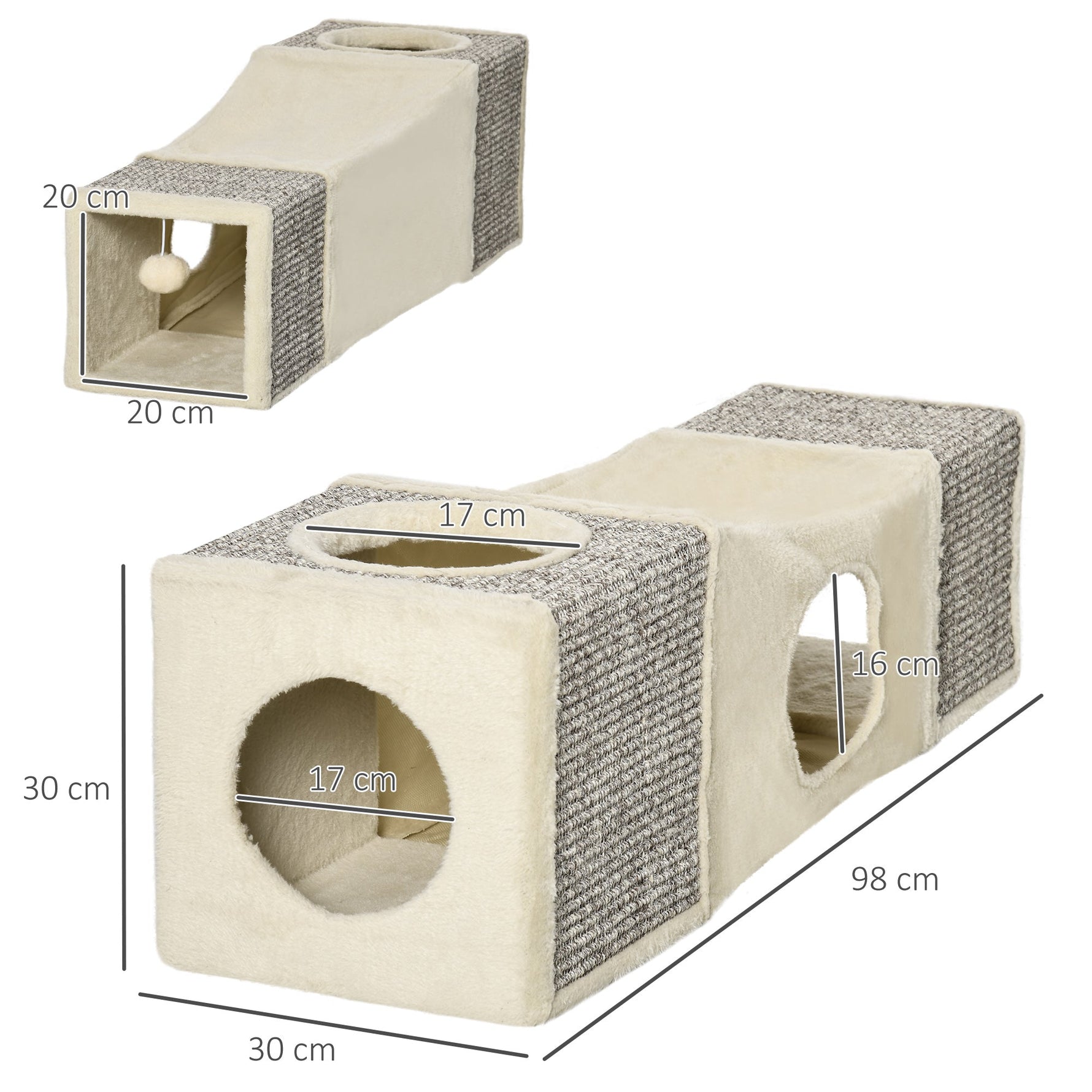 Cat Tunnel, Play Ball Sisal, Brown+Beige