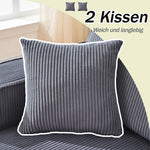 L-Shaped Modular Corner Sofa with Chaise Longue and High-Density Foam, Grey Corduroy