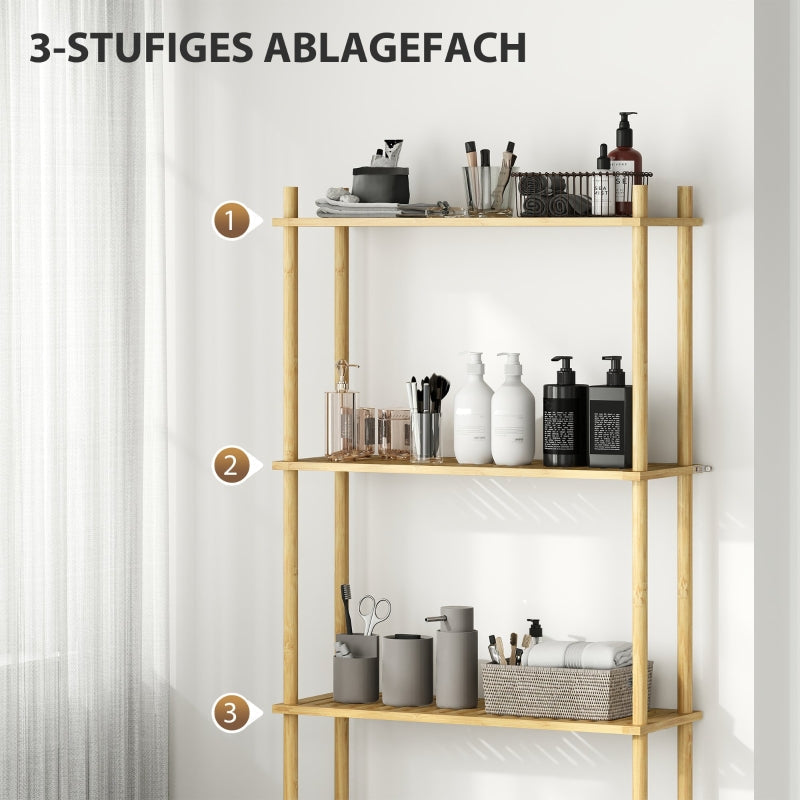 Toilet Shelf, 3 Tiers Space Saving, Natural Wood