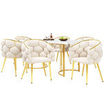 Dining Set 140x80cm Table 6 Chairs Marble Pattern - Gold Legs