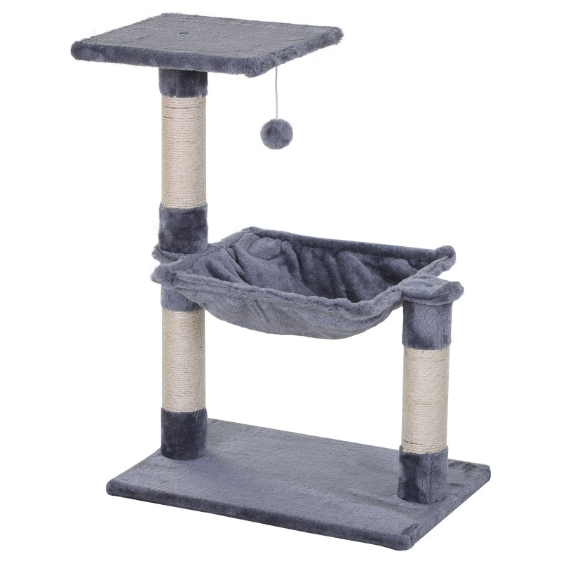 Climbing Tree Cat Tree, Sisal Plush Hammock, Grey Chipboard