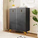 Sideboard/Shoe Cabinet with Adjustable Shelves, Drawers, Gilded Decorations, Black