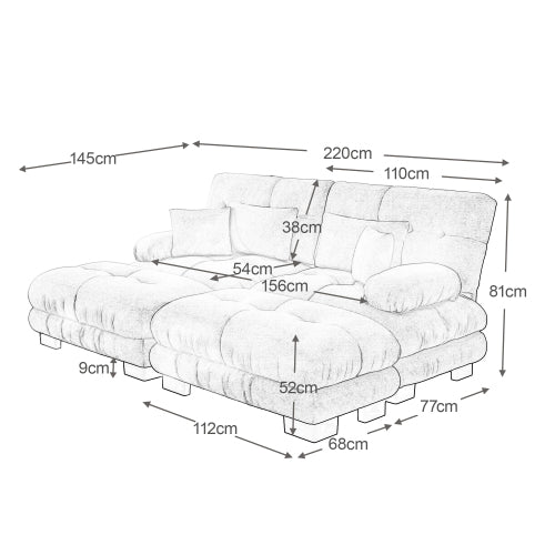 Cloud Corner Sofa, Double with Lumbar & Decorative Pillows, Ottomans, Chenille Pink