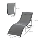 Sun Loungers Set of 2 Ergonomic Recliner Aluminum Texteline Dark Grey