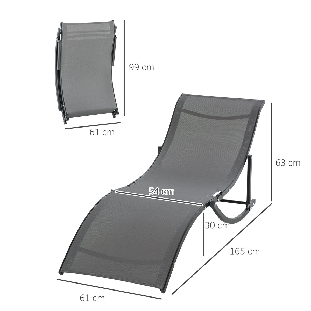 Sun Loungers Set of 2 Ergonomic Recliner Aluminum Texteline Dark Grey