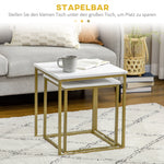 Coffee Table Set, Nesting Side Sofa Tables, Steel Frame, White